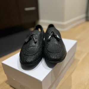 Zara New Black Textured mens loafers (44)